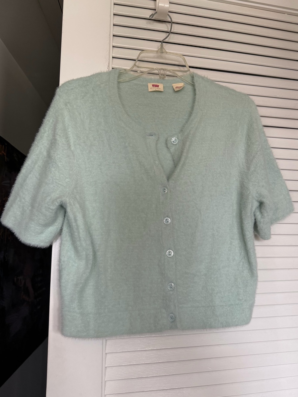 Levi's Light Blue Fuzzy Short-Sleeve Cardigan